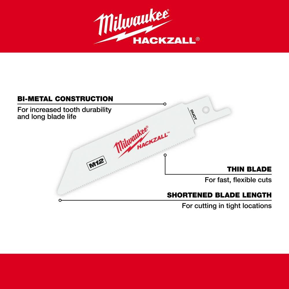 Milwaukee M12 HACKZALL Bi-Metal Blade - Duct 5PK 49-00-5424 from Milwaukee