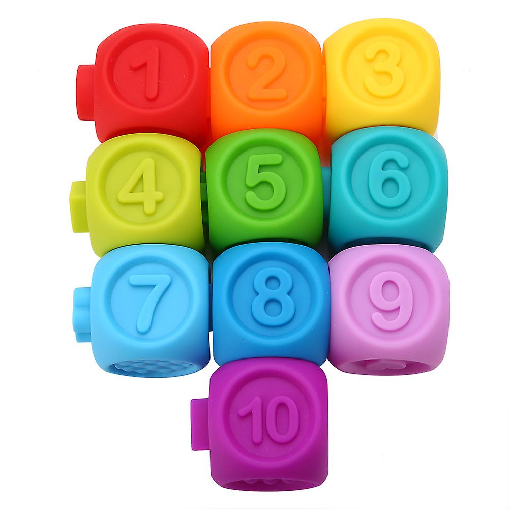 10pcs/set Educational Infant Puzzle Baby Kids Colorful Bath Toy Set Soft Plastic Teether