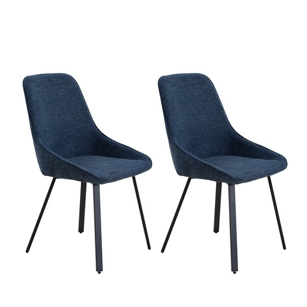 2pcs Upholstered Dining Chair with Metal Legs