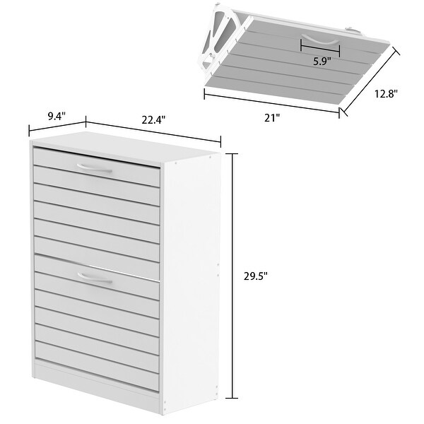 6-12 Pair Shoe Storage Cabinet Two Drawer Space Saving Grey/Oak - - 37191211