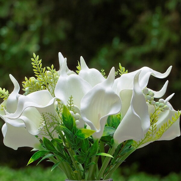 Mixed Real Touch Lily Flower Arrangement in Clear Glass Vase with Acrylic Water For Home Wedding Decoration