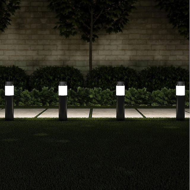 2pcs Pathway Lights Solar Outdoor Garden Lights Stainless Steel Waterproof LED Lawn Light Villa Backyard Street Lighting Courtyard Landscape Decoration Lamp