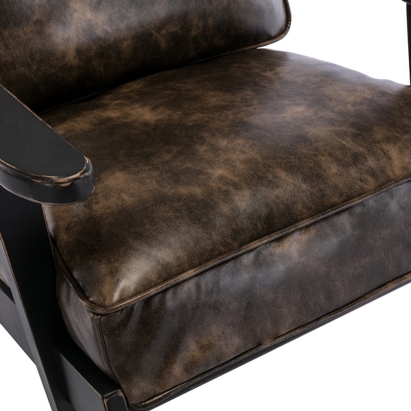 PU Leather Armchair with Removable Cushion