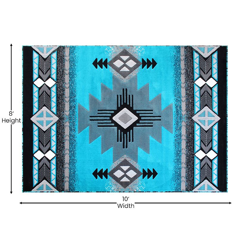 Masada Rugs Masada Rugs 8'x10' Southwest Native American Area Rug - Design C318 Turquoise