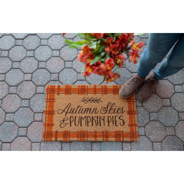 X 2 x27 4 quot Autumn Skies Pumpkin Pies Indoor outdoor Coir Doormat Orange brown Entryways