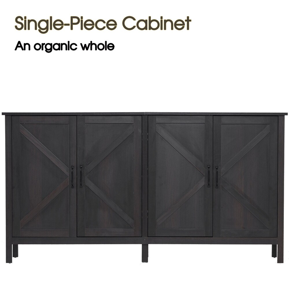 Ivinta Buffet Cabinet  Sideboard  Credenza  with 3 Level Adjustable Shelves for Living Room(Rustic Dark Brown 63)