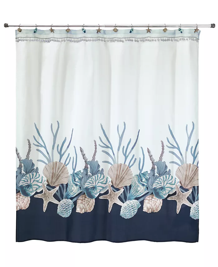 Avanti Blue Lagoon Ombre Seashells Shower Curtain 72 x 72