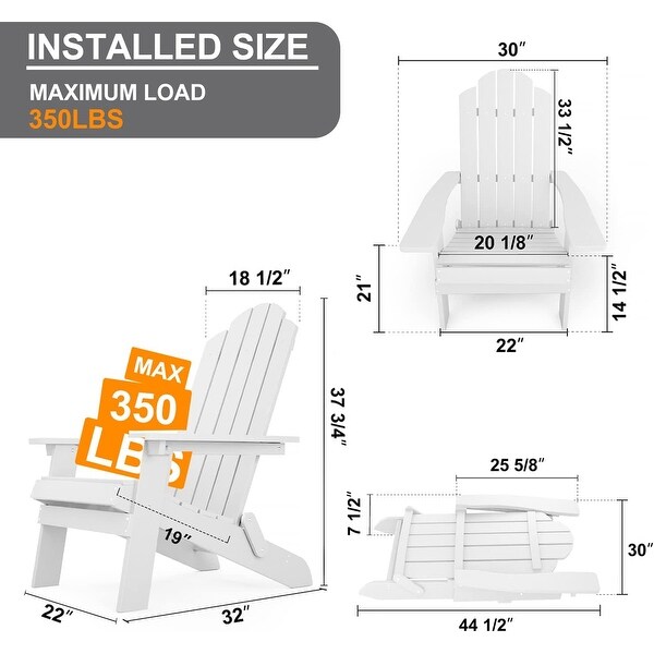 WINSOON 3-Piece All Weather HIPS Outdoor Folding Adirondack Chairs and Table Set - Overstock - 35542035