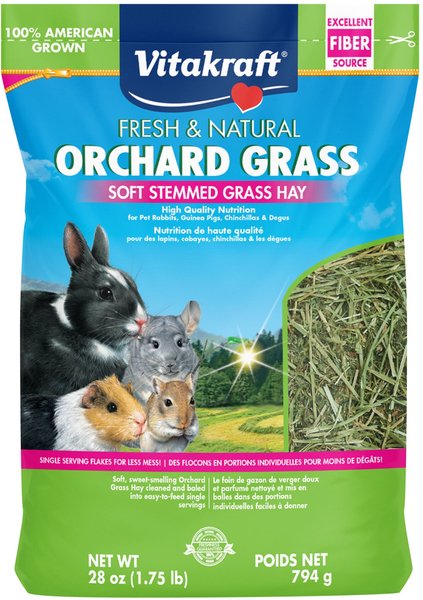 Vitakraft Orchard Grass Hay Rabbit， Guinea Pig， Chinchilla and Small Animal Food， 28-oz bag