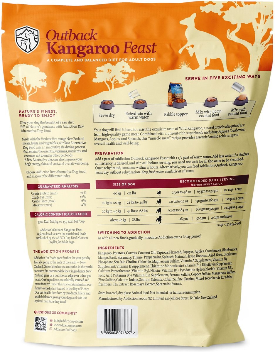 Addiction Outback Kangaroo Feast Raw Dehydrated Dog Food