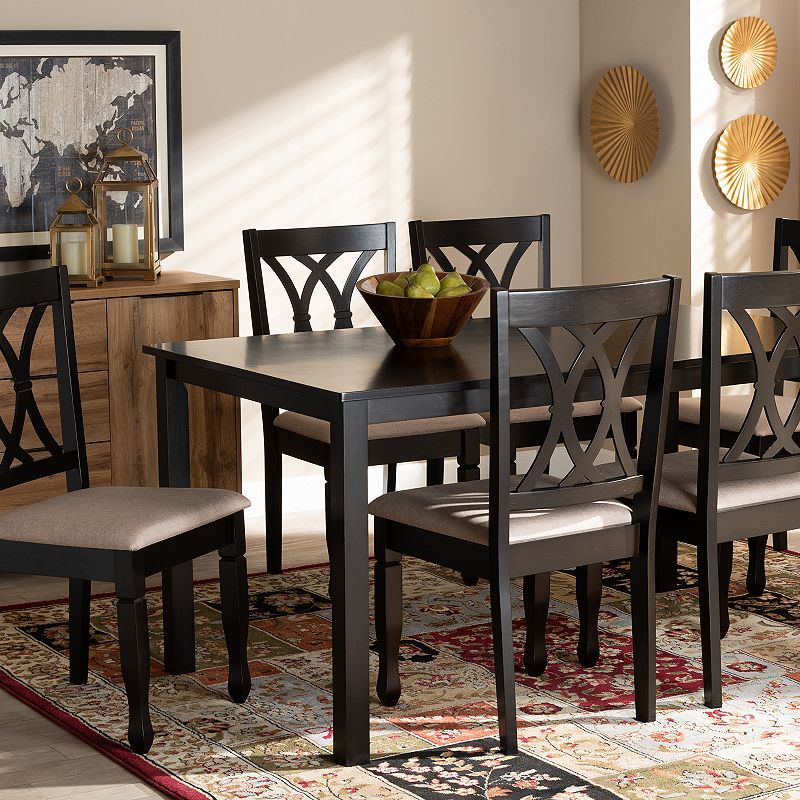 Baxton Studio Reneau Dining Table and Chair 7-piece Set