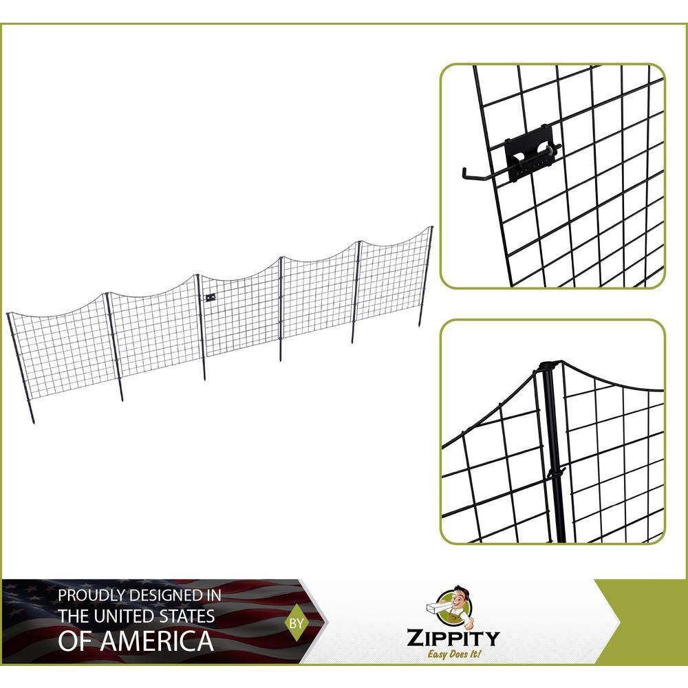 Zippity Outdoor Products 3 ft. W x 3.25 ft. H Black Metal Zippity Gate with 4-Fence Panels WF29014