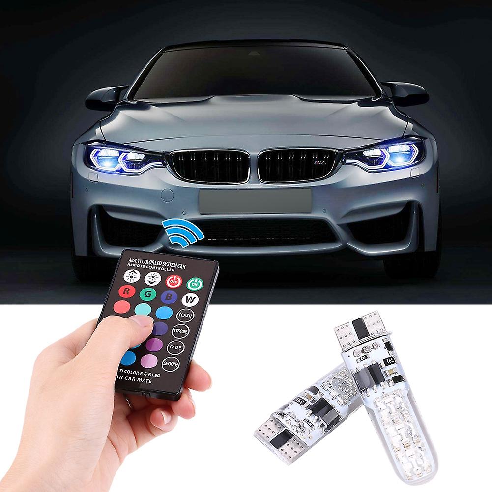 4pcs T10 Smd 5050 Rgb Colorful Auto Car Lights Led Bulbs With Remote Control