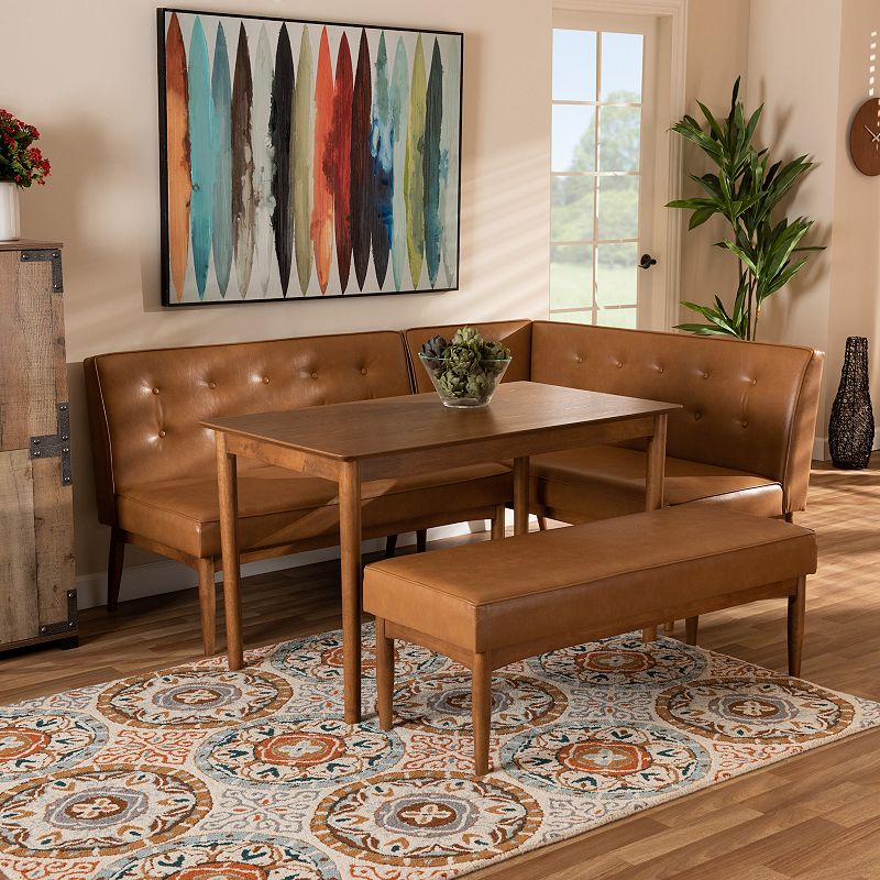 Baxton Studio Arvid Brown 4-Piece Dining Nook Set