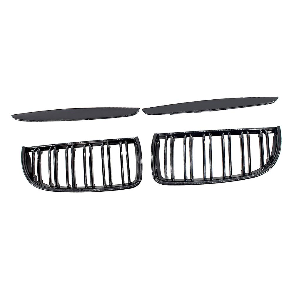 2pcs Gloss Black Front Bumper Hood Kidney Grille Racing Grille Replacement For Bmw E90 4 Door 2005-2008