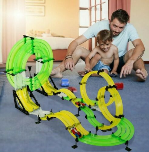 Autoflier Kids RC Rail Car Race Track Set 28.5ft 3D Track Speed Booster Playset