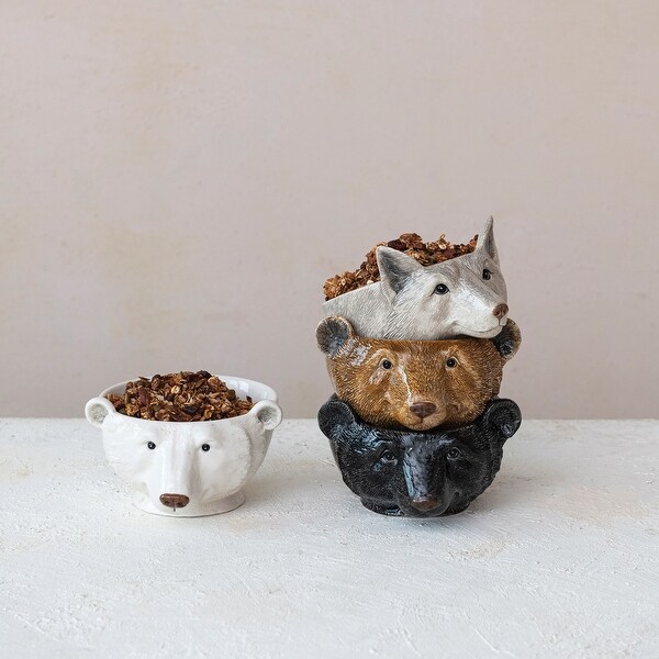 Stoneware Animal Head Shaped Bowls，Set of 4