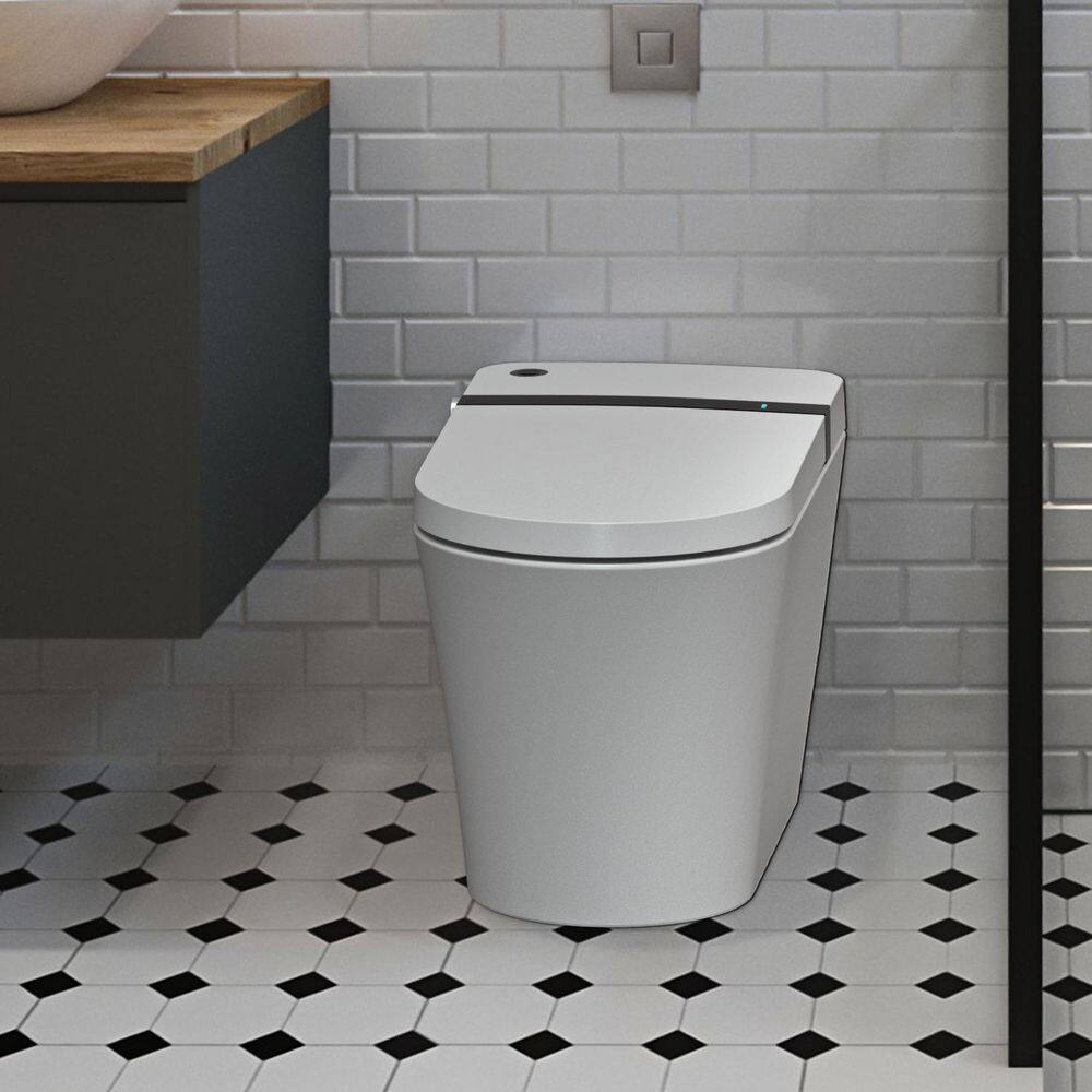 INSTER Smart 1-piece 1.0 GPF Single Flush Elongated Toilet in. White Seat Included with Remote Panel HDMJYNTL0003