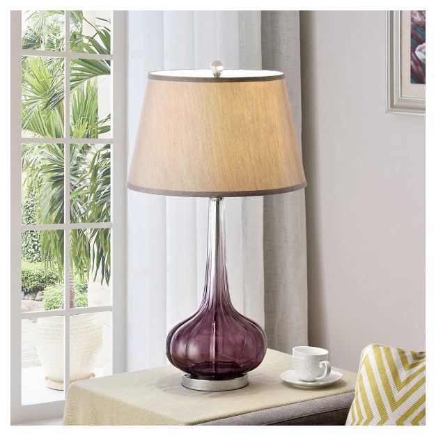 Retro Glass Table Lamp With 3 way Switch Purple Ore International