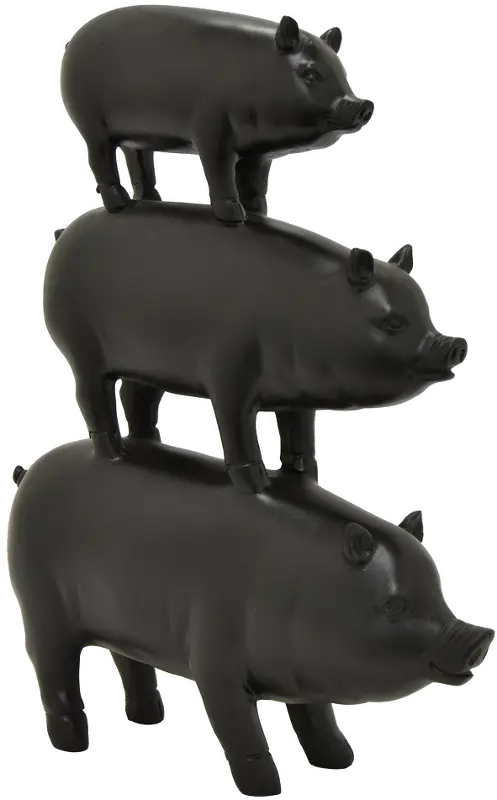 Black Stacked Family of Pigs Tabletop Decor