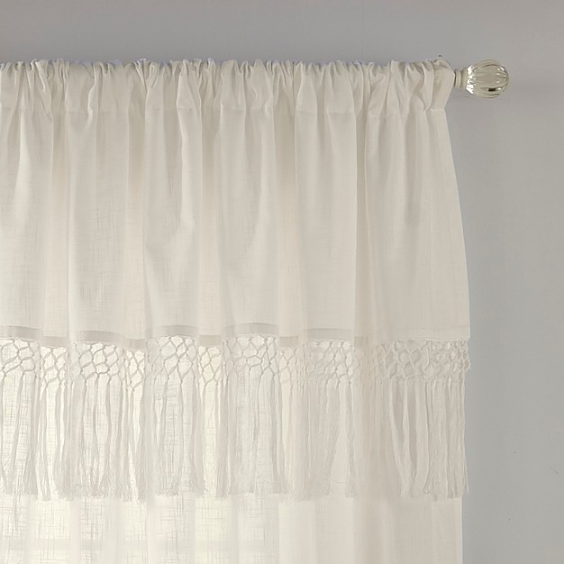 Calypso Boho Macram Tassel Semi Sheer Single Window Curtain Panel Elrene Home Fashions