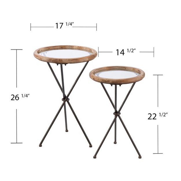 Set Of 2 Rder Glass Top Accent Tables Natural black Aiden Lane