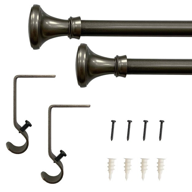 Drapery Single Rod Set Finials Modern Pewter Trumpet Lumi Home Furnishings