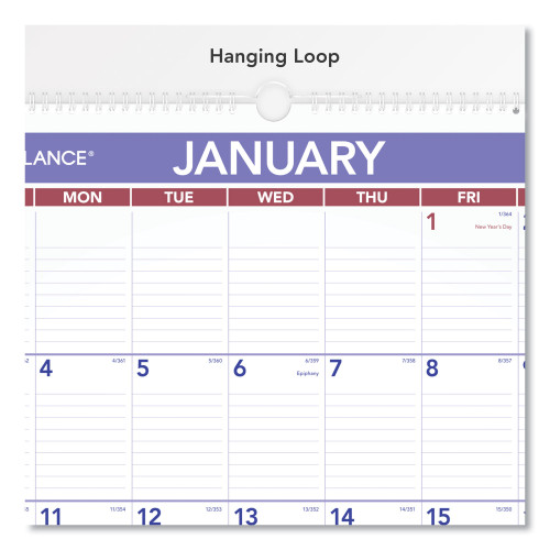 AT-A-GLANCE Monthly Wall Calendar with Ruled Daily Blocks， 15.5 x 22.75， White， 2022 (PM328)