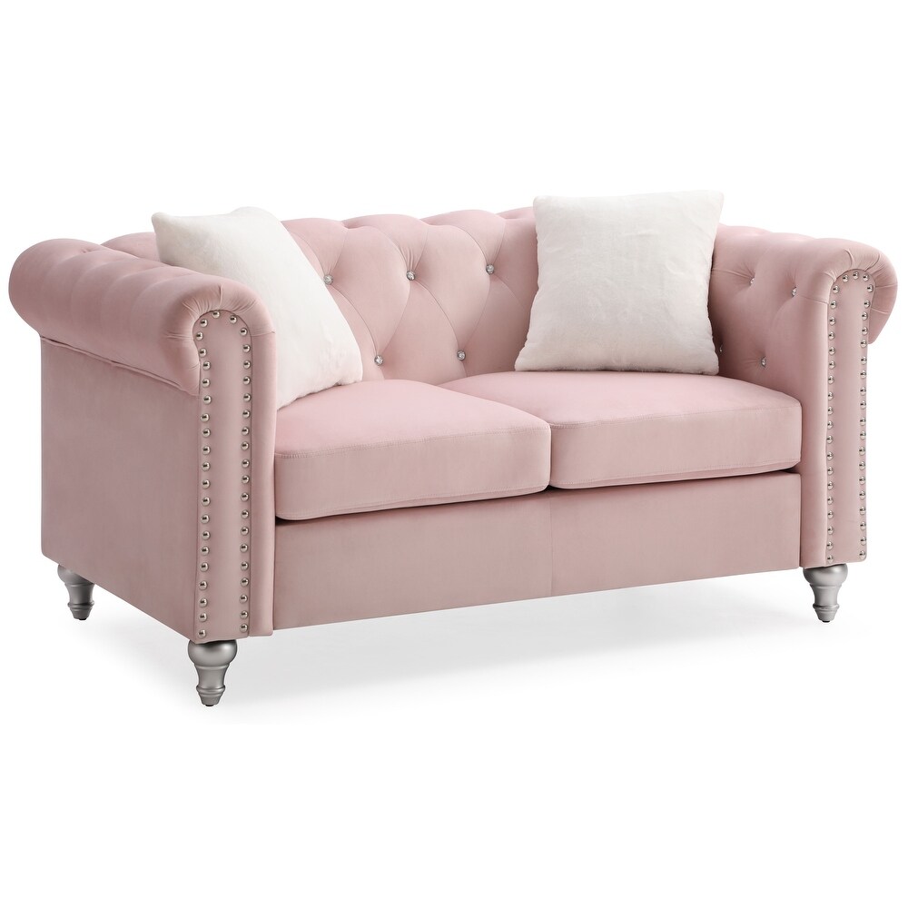 Raisa Microsuede Velvet Tufted Loveseat