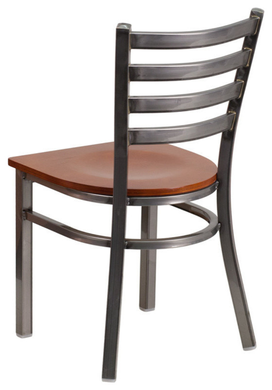 Clear Coated Ladder Back Metal Restaurant Chair  Cherry Wood Seat   Transitional   Dining Chairs   by Furniture Gallerie  Houzz