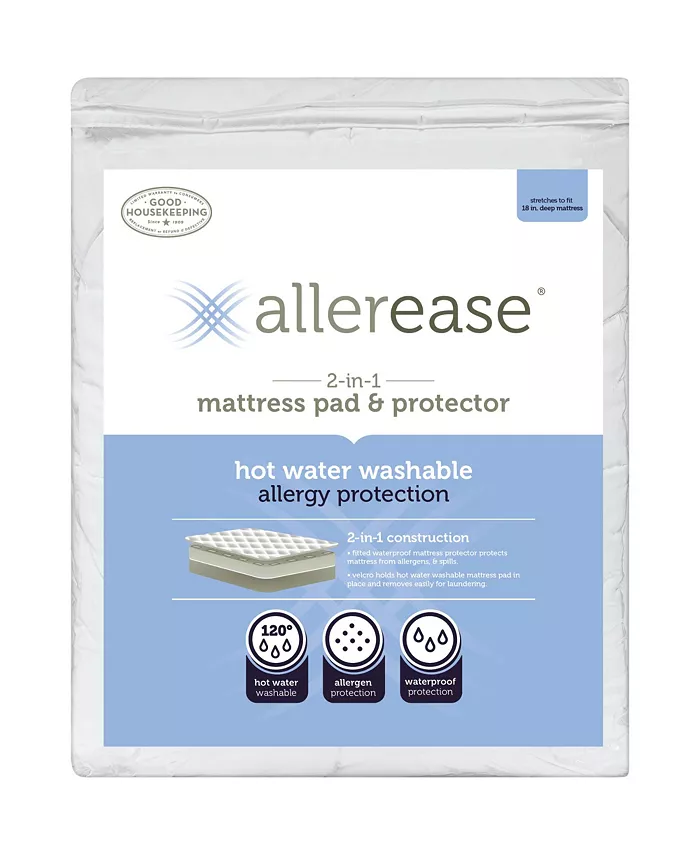 AllerEase 2-in-1 Mattress Pad with Removable Washable Top， Twin XL