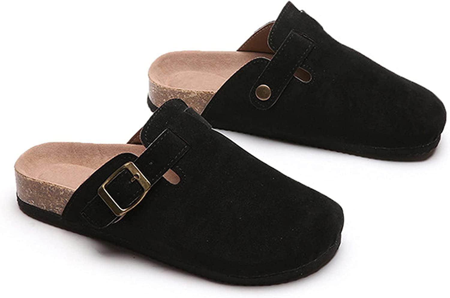 Boston Clogs for Women Suede Clog for Men Dupes Cork Mules Soft Classic Leather Shoes Anti-Slip Sole