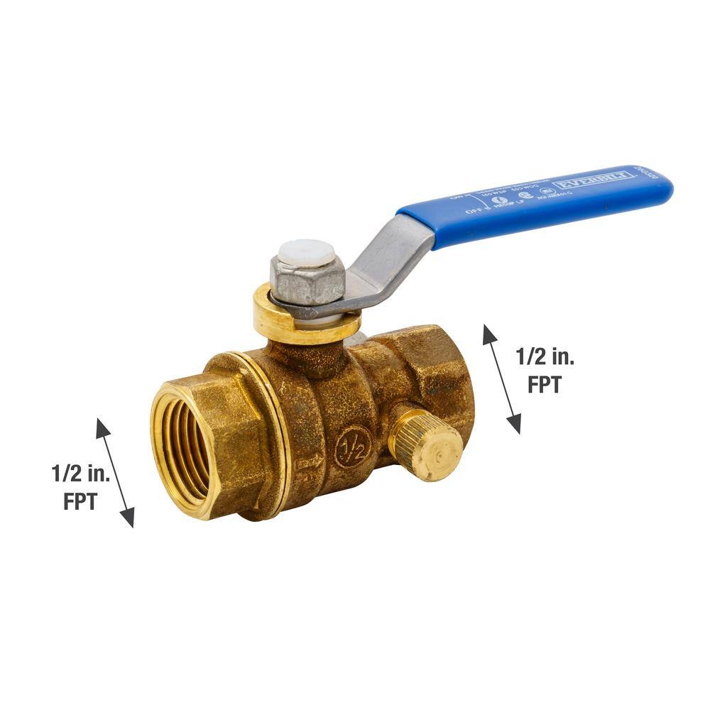 Everbilt 12 in. Forged Brass Threaded Ball and Waste Valve 107-753EB