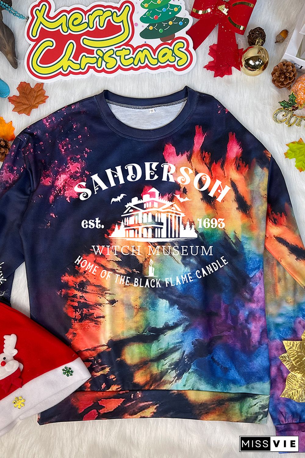 Bleached Tie Dye O-neck Sweatshirt Women Wholesale