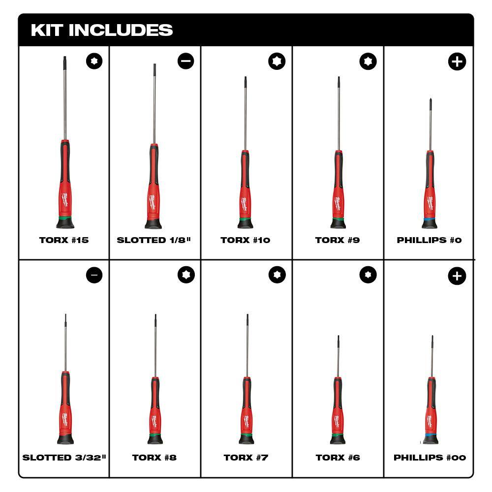 MW 16-Piece Screwdriver Set with Precision Screwdrivers 48-22-2612-48-22-2706