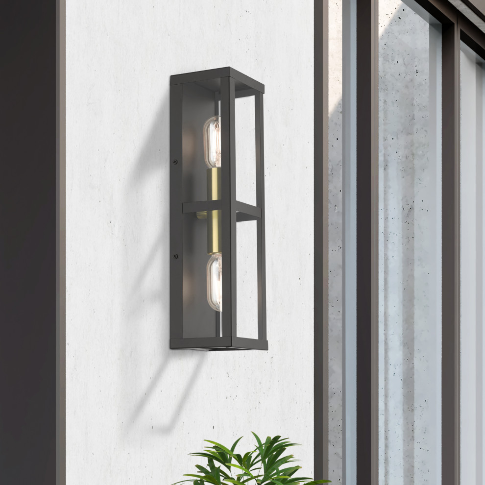 1 Light Bronze Outdoor ADA Wall Lantern  Antique Gold Finish Accents   Contemporary   Outdoor Wall Lights And Sconces   by Livex Lighting Inc.  Houzz