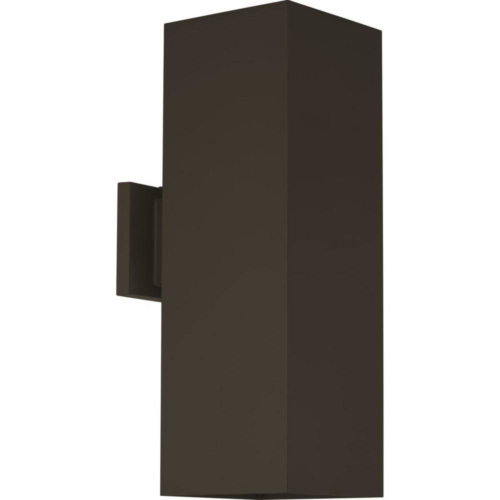 Progress Lighting Coastal 64-Watt 6 in. Antique Bronze Integrated LED Outdoor Square Cast Aluminum Modern Cylinder Wall Lantern P560295-020-30