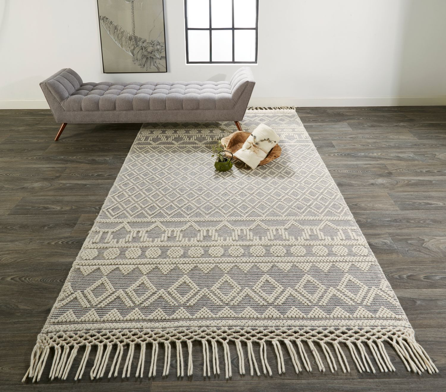 Lavinda Hand Woven Gray and Ivory Rug by BD Fine