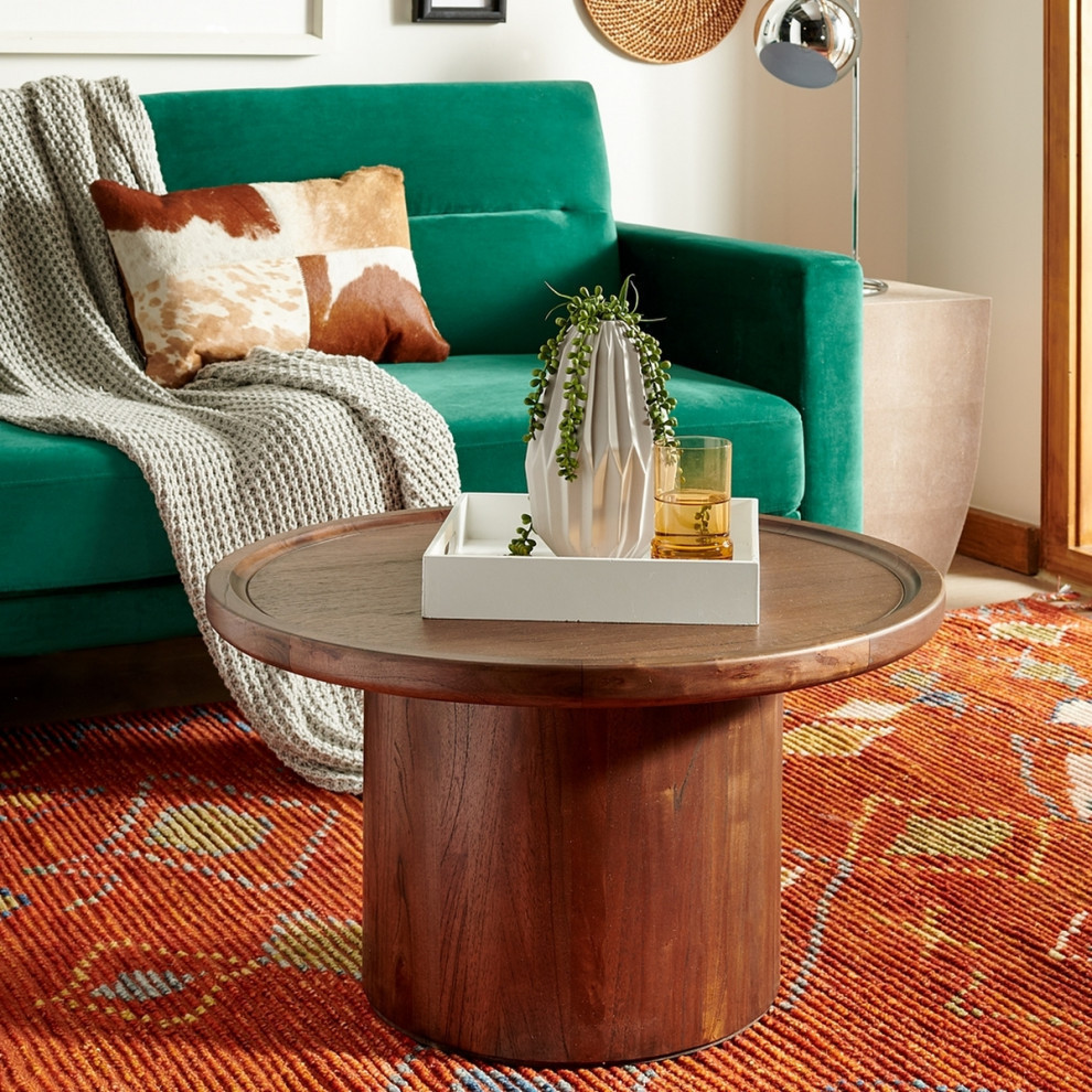 Vine Round Pedestal Coffee Table  Dark/Walnut   Transitional   Coffee Tables   by Rustic Home Furniture Deco  Houzz