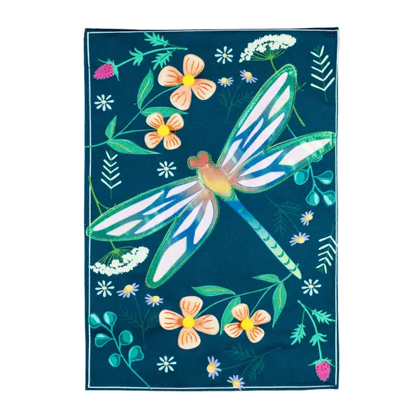 Evergreen Enterprises Linen Dragonfly Garden Garden Flag