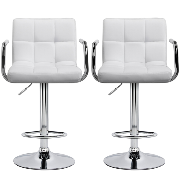 Topeakmart Bar Stool with Swivel and Adjustable Height， White， Set of 2