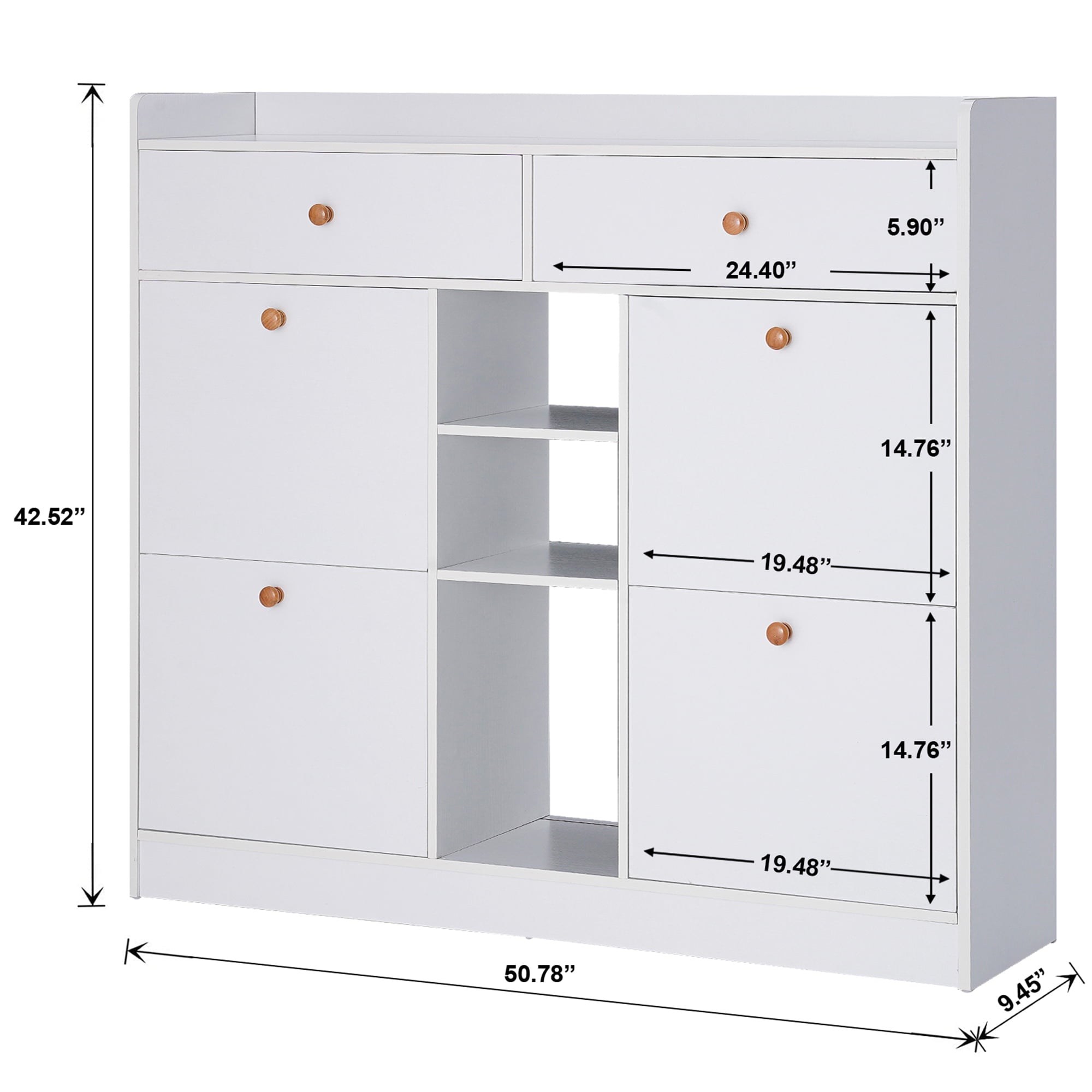 NAIYUFA Shoe Rack，Modern White Large Capacity 19 pairs Shoe Cabinet with 2 drawers for Entryway ，Bedroom， Hallway