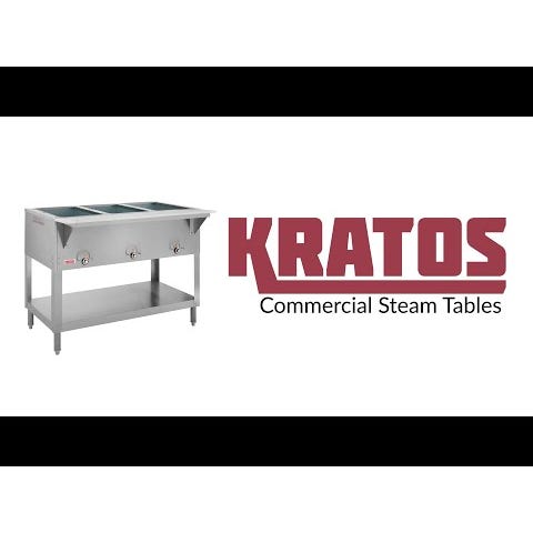 Kratos 28W-197 Mobile Three Pan Open Well Electric Steam Table with Undershelf， 120V， 1500W