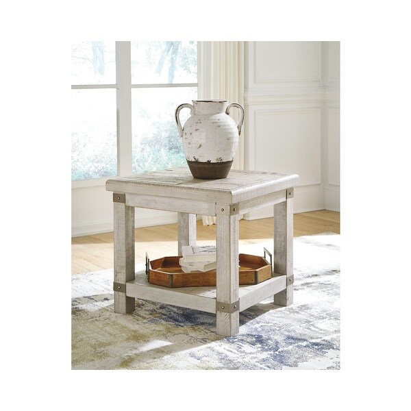 Carynhurst Casual Rectangular End Table White Wash Gray