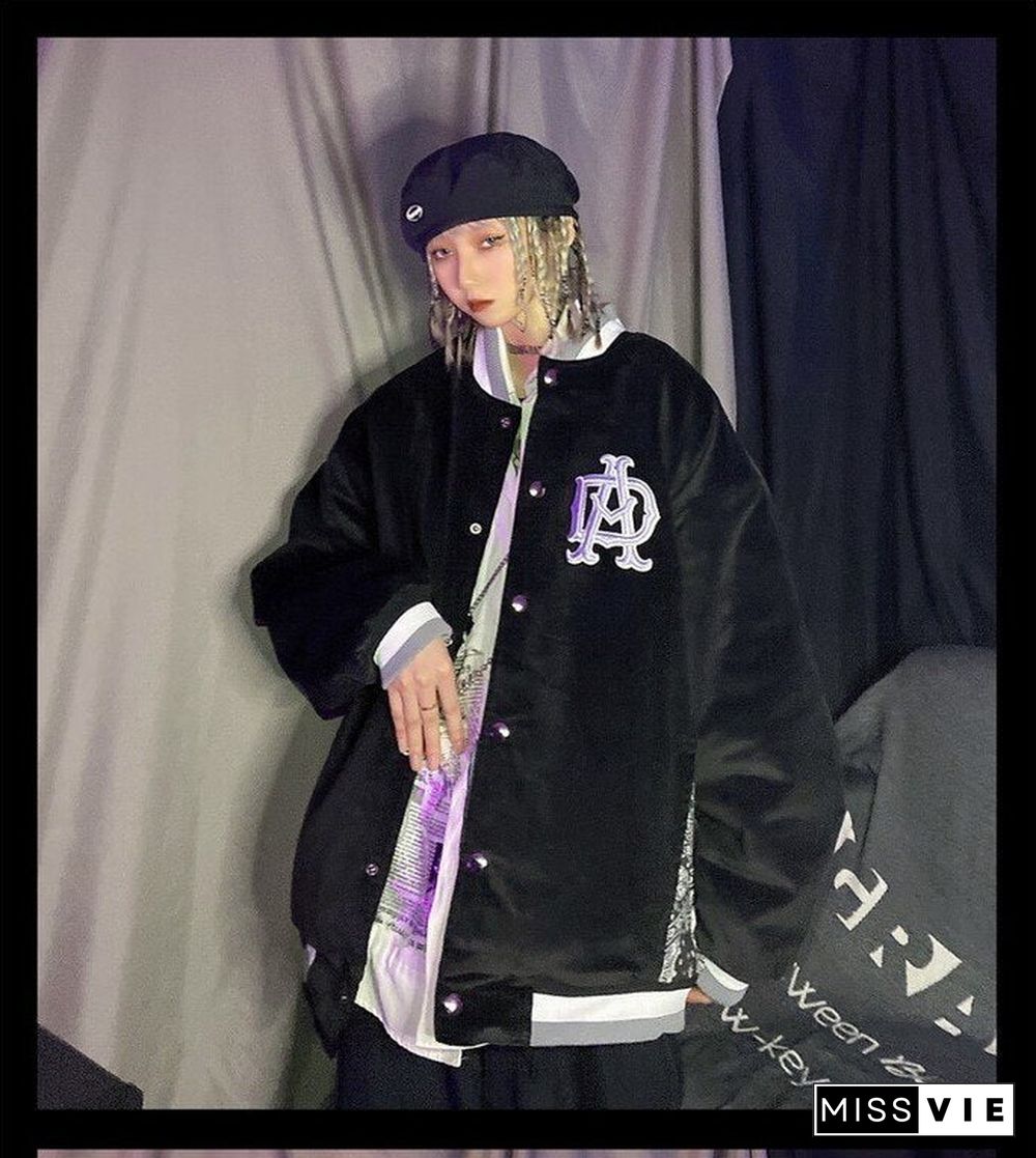 New embroidery Coat korean coats women loose Hoodie clothes cardigan jacket woman jacket y2k Harajuku goth woman Coat