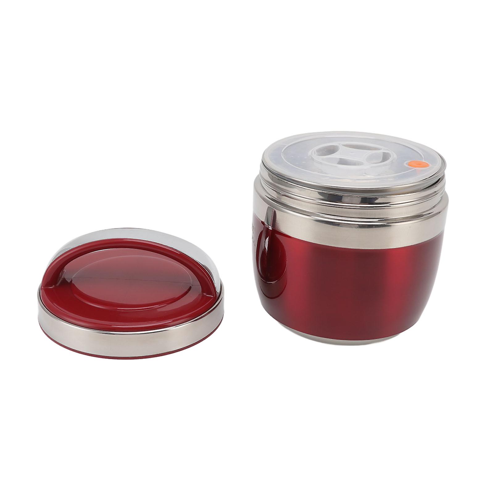 1.5L Vacuum Lunch Box 304 Stainless Steel Insulated Food Container Portable Bento Box for Student Office Worker Red