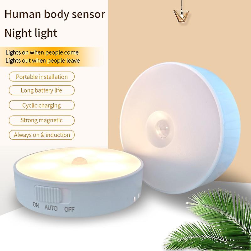 1pc Motion Sensor Led Light Usb Charging Night Light Kitchen Cabinet Wardrobe Lamp Staircase Light Home Supplies