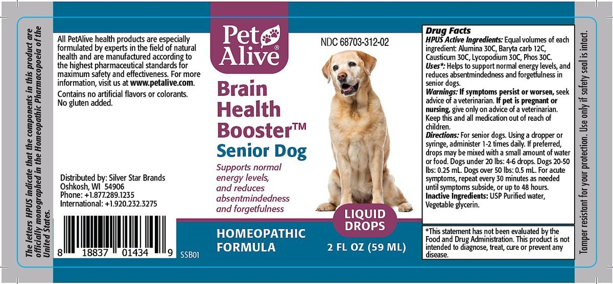 PetAlive Brain Health Booster Senior Dog Supplement， 2-oz bottle