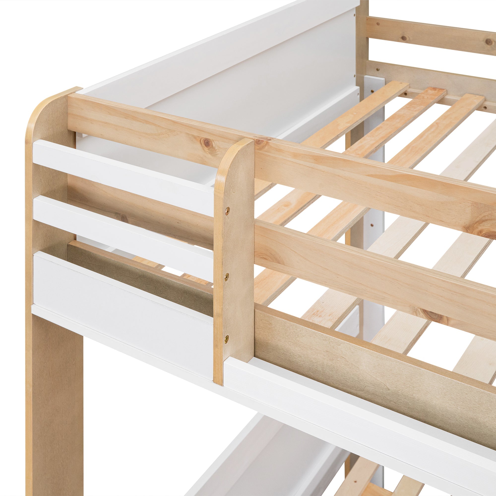 Full over Full Bunk Bed with Trundle and Little Shelf for Kids Bedroom, White