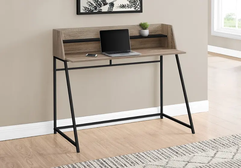 Mid-Century Modern 48 Taupe Computer Desk